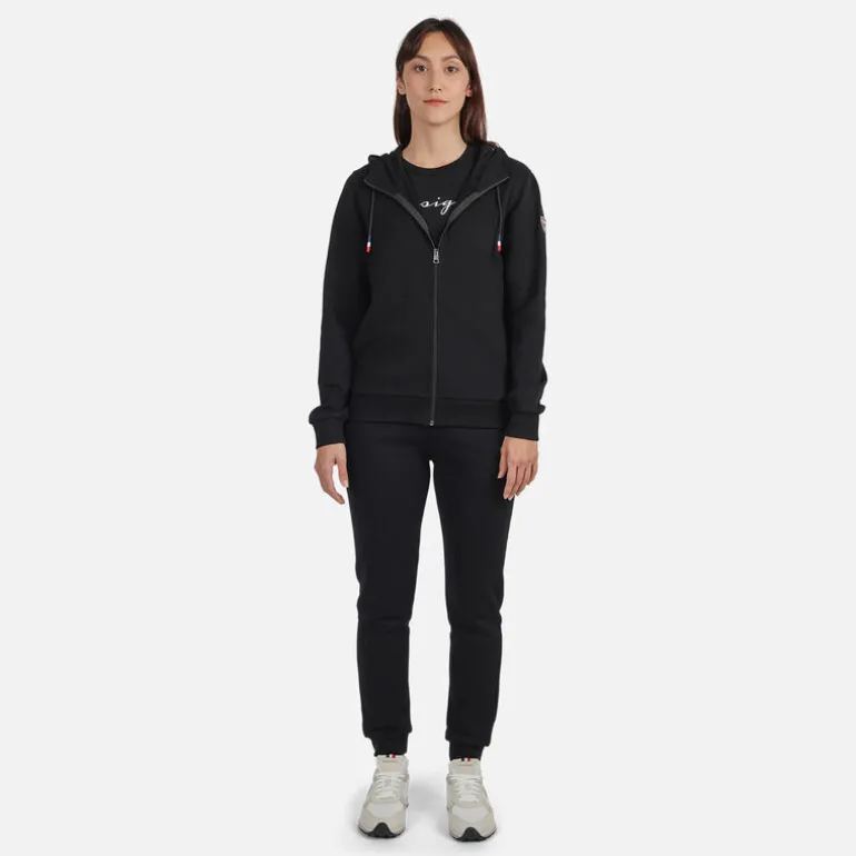 Women's full-zip hooded logo cotton sweatshirt