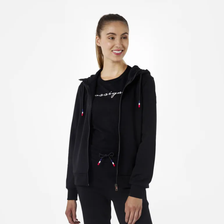 Women's full-zip hooded logo cotton sweatshirt