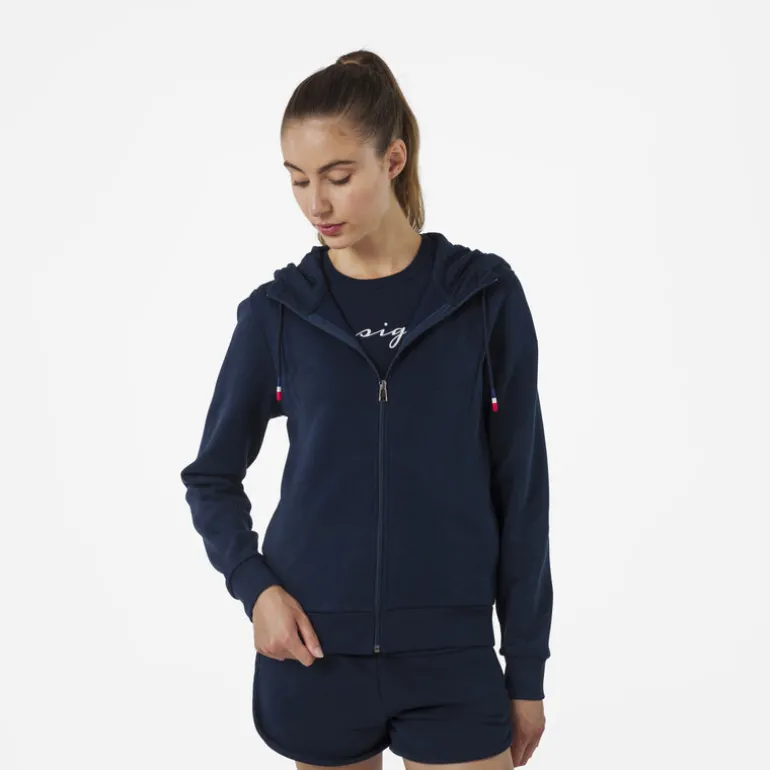 Women's full-zip hooded logo cotton sweatshirt