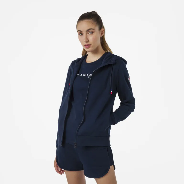 Women's full-zip hooded logo cotton sweatshirt